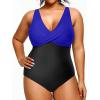 imageYonique Plus Size Swimsuit One Piece Bathing Suits for Women Tummy Control Slimming SwimwearBlue and Black