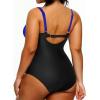 imageYonique Plus Size Swimsuit One Piece Bathing Suits for Women Tummy Control Slimming SwimwearBlue and Black