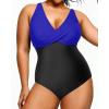imageYonique Plus Size Swimsuit One Piece Bathing Suits for Women Tummy Control Slimming SwimwearBlue and Black