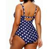 imageYonique Plus Size Swimsuit One Piece Bathing Suits for Women Tummy Control Slimming SwimwearBlue and White Dot