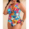 imageYonique Plus Size Swimsuit One Piece Bathing Suits for Women Tummy Control Slimming SwimwearColorful Floral