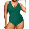 imageYonique Plus Size Swimsuit One Piece Bathing Suits for Women Tummy Control Slimming SwimwearGreen 1