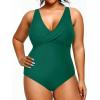 imageYonique Plus Size Swimsuit One Piece Bathing Suits for Women Tummy Control Slimming SwimwearGreen 1