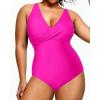 imageYonique Plus Size Swimsuit One Piece Bathing Suits for Women Tummy Control Slimming SwimwearHot Pink