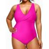 imageYonique Plus Size Swimsuit One Piece Bathing Suits for Women Tummy Control Slimming SwimwearHot Pink