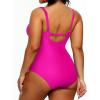 imageYonique Plus Size Swimsuit One Piece Bathing Suits for Women Tummy Control Slimming SwimwearHot Pink