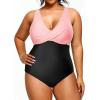 imageYonique Plus Size Swimsuit One Piece Bathing Suits for Women Tummy Control Slimming SwimwearPink and Black