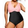 imageYonique Plus Size Swimsuit One Piece Bathing Suits for Women Tummy Control Slimming SwimwearPink and Black