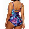 imageYonique Plus Size Swimsuit One Piece Bathing Suits for Women Tummy Control Slimming SwimwearPurple Leaves1