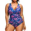 imageYonique Plus Size Swimsuit One Piece Bathing Suits for Women Tummy Control Slimming SwimwearPurple Paisley