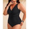imageYonique Plus Size Swimsuit One Piece Bathing Suits for Women Tummy Control Slimming SwimwearSolid Black