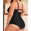 imageYonique Plus Size Swimsuit One Piece Bathing Suits for Women Tummy Control Slimming SwimwearSolid Black
