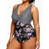 imageYonique Plus Size Swimsuit One Piece Bathing Suits for Women Tummy Control Slimming SwimwearStripe Floral