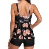 imageYonique Women 2 Piece Flowy Tankini Swimsuits with Boyshorts V Neck Swim Tank Tops Bathing Suits Modest SwimwearBlack Floral