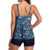 imageYonique Women 2 Piece Flowy Tankini Swimsuits with Boyshorts V Neck Swim Tank Tops Bathing Suits Modest SwimwearBlue Mysterious