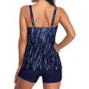 imageYonique Women 2 Piece Flowy Tankini Swimsuits with Boyshorts V Neck Swim Tank Tops Bathing Suits Modest SwimwearBlue Stripe