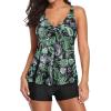 imageYonique Women 2 Piece Flowy Tankini Swimsuits with Boyshorts V Neck Swim Tank Tops Bathing Suits Modest SwimwearDark Green