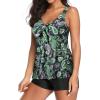 imageYonique Women 2 Piece Flowy Tankini Swimsuits with Boyshorts V Neck Swim Tank Tops Bathing Suits Modest SwimwearDark Green