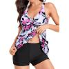 imageYonique Women 2 Piece Flowy Tankini Swimsuits with Boyshorts V Neck Swim Tank Tops Bathing Suits Modest SwimwearFloral