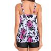 imageYonique Women 2 Piece Flowy Tankini Swimsuits with Boyshorts V Neck Swim Tank Tops Bathing Suits Modest SwimwearFloral