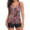 imageYonique Women 2 Piece Flowy Tankini Swimsuits with Boyshorts V Neck Swim Tank Tops Bathing Suits Modest SwimwearMandala