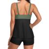 imageYonique Women 2 Piece Flowy Tankini Swimsuits with Boyshorts V Neck Swim Tank Tops Bathing Suits Modest SwimwearOlive Green