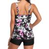imageYonique Women 2 Piece Flowy Tankini Swimsuits with Boyshorts V Neck Swim Tank Tops Bathing Suits Modest SwimwearPurple Flowers