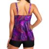 imageYonique Women 2 Piece Flowy Tankini Swimsuits with Boyshorts V Neck Swim Tank Tops Bathing Suits Modest SwimwearPurple Leaves