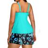 imageYonique Women Two Piece Plus Size Tankini with Skirt Tummy Control Bathing Suits High Neck SwimsuitsAqua and Blue Flower