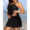 imageYonique Women Two Piece Plus Size Tankini with Skirt Tummy Control Bathing Suits High Neck SwimsuitsBlack
