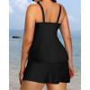 imageYonique Women Two Piece Plus Size Tankini with Skirt Tummy Control Bathing Suits High Neck SwimsuitsBlack