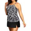 imageYonique Women Two Piece Plus Size Tankini with Skirt Tummy Control Bathing Suits High Neck SwimsuitsBlack Flower