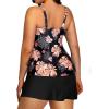 imageYonique Women Two Piece Plus Size Tankini with Skirt Tummy Control Bathing Suits High Neck SwimsuitsBlack Orange Floral