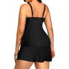 imageYonique Women Two Piece Plus Size Tankini with Skirt Tummy Control Bathing Suits High Neck SwimsuitsBlack1
