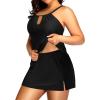 imageYonique Women Two Piece Plus Size Tankini with Skirt Tummy Control Bathing Suits High Neck SwimsuitsBlack1