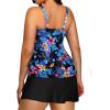 imageYonique Women Two Piece Plus Size Tankini with Skirt Tummy Control Bathing Suits High Neck SwimsuitsBlue Black Floral