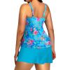 imageYonique Women Two Piece Plus Size Tankini with Skirt Tummy Control Bathing Suits High Neck SwimsuitsBlue Floral