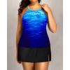 imageYonique Women Two Piece Plus Size Tankini with Skirt Tummy Control Bathing Suits High Neck SwimsuitsBlue Gradient
