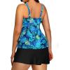 imageYonique Women Two Piece Plus Size Tankini with Skirt Tummy Control Bathing Suits High Neck SwimsuitsBlue Leaf and Black