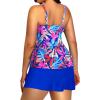 imageYonique Women Two Piece Plus Size Tankini with Skirt Tummy Control Bathing Suits High Neck SwimsuitsColorful Leaves