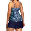 imageYonique Women Two Piece Plus Size Tankini with Skirt Tummy Control Bathing Suits High Neck SwimsuitsNavy Blue Floral