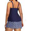 imageYonique Women Two Piece Plus Size Tankini with Skirt Tummy Control Bathing Suits High Neck SwimsuitsNavy Blue Geometry