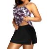 imageYonique Women Two Piece Plus Size Tankini with Skirt Tummy Control Bathing Suits High Neck SwimsuitsPurple Floral