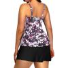 imageYonique Women Two Piece Plus Size Tankini with Skirt Tummy Control Bathing Suits High Neck SwimsuitsPurple Floral