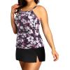 imageYonique Women Two Piece Plus Size Tankini with Skirt Tummy Control Bathing Suits High Neck SwimsuitsPurple Floral