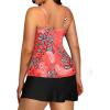 imageYonique Women Two Piece Plus Size Tankini with Skirt Tummy Control Bathing Suits High Neck SwimsuitsRed Floral
