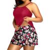 imageYonique Women Two Piece Plus Size Tankini with Skirt Tummy Control Bathing Suits High Neck SwimsuitsRed Flowers