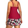 imageYonique Women Two Piece Plus Size Tankini with Skirt Tummy Control Bathing Suits High Neck SwimsuitsRed Flowers