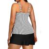 imageYonique Women Two Piece Plus Size Tankini with Skirt Tummy Control Bathing Suits High Neck SwimsuitsStripe and Black