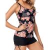 imageYonique Womens Tankini Swimsuit  Two Piece Bathing Suits with Shorts Tummy Control SwimwearBlack  Orange Floral